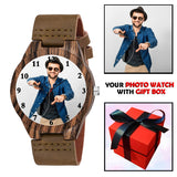 Personalized Wooden Wrist Watch For Him (Strap Color As Available)