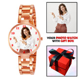Rose Gold Photo Watch For Fashionable Lady