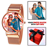 Copper Color Magnetic Strap Personalized Photo Watch Gifts For Men