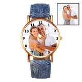 Denim Jeans Strap Customized Photo Watch Gifts For Birthday / Anniversary (Unisex)