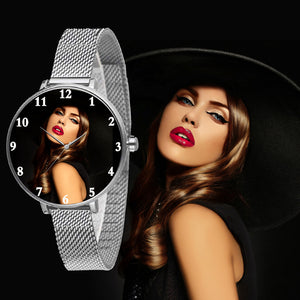 Silver Personalized Watch For Her With Magnetic Straps
