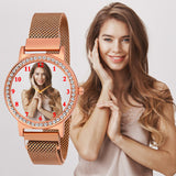 Stylish Rose Gold Customized Watch For Her With Magnetic Straps